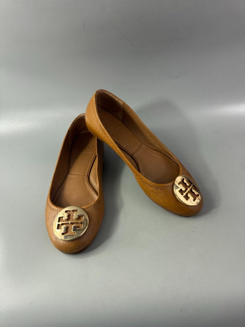 Tory Burch British Tan Leather Flats, Size 7 M